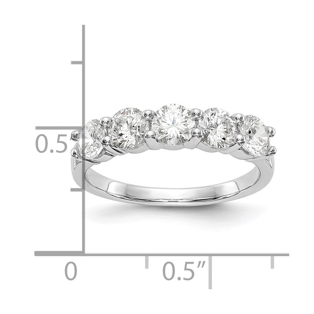 14K White Gold 5-Stone Shared Prong 1.3 carat Complete Round Diamond Band