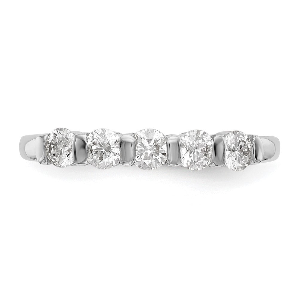 14K White Gold 5-Stone Channel-set 1/2 carat Complete Round Diamond Band
