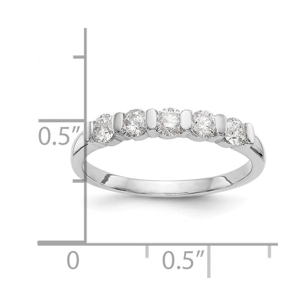 14K White Gold 5-Stone Channel-set 1/2 carat Complete Round Diamond Band
