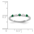 14k White Gold 1/10 carat Diamond and Emerald Complete Band