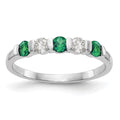 14k White Gold 1/5 carat Diamond and Emerald Complete Band