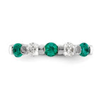 14k White Gold 1/3 carat Diamond and Emerald Complete Band