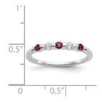 14k White Gold 1/10 carat Diamond and Ruby Complete Band