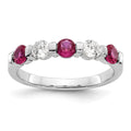 14k White Gold 1/3 carat Diamond and Ruby Complete Band