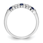 14k White Gold 1/10 carat Diamond and Blue Sapphire Complete Band