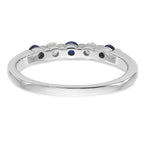 14k White Gold 1/10 carat Diamond and Blue Sapphire Complete Band