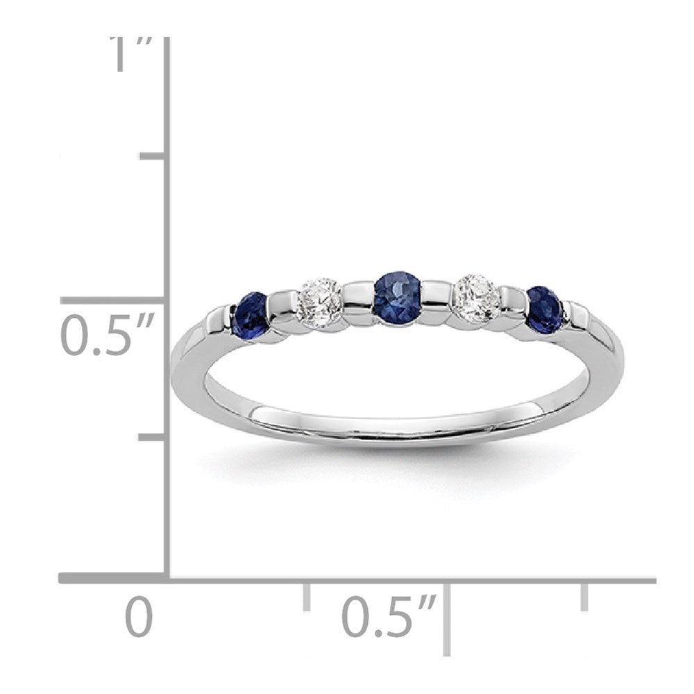 14k White Gold 1/10 carat Diamond and Blue Sapphire Complete Band