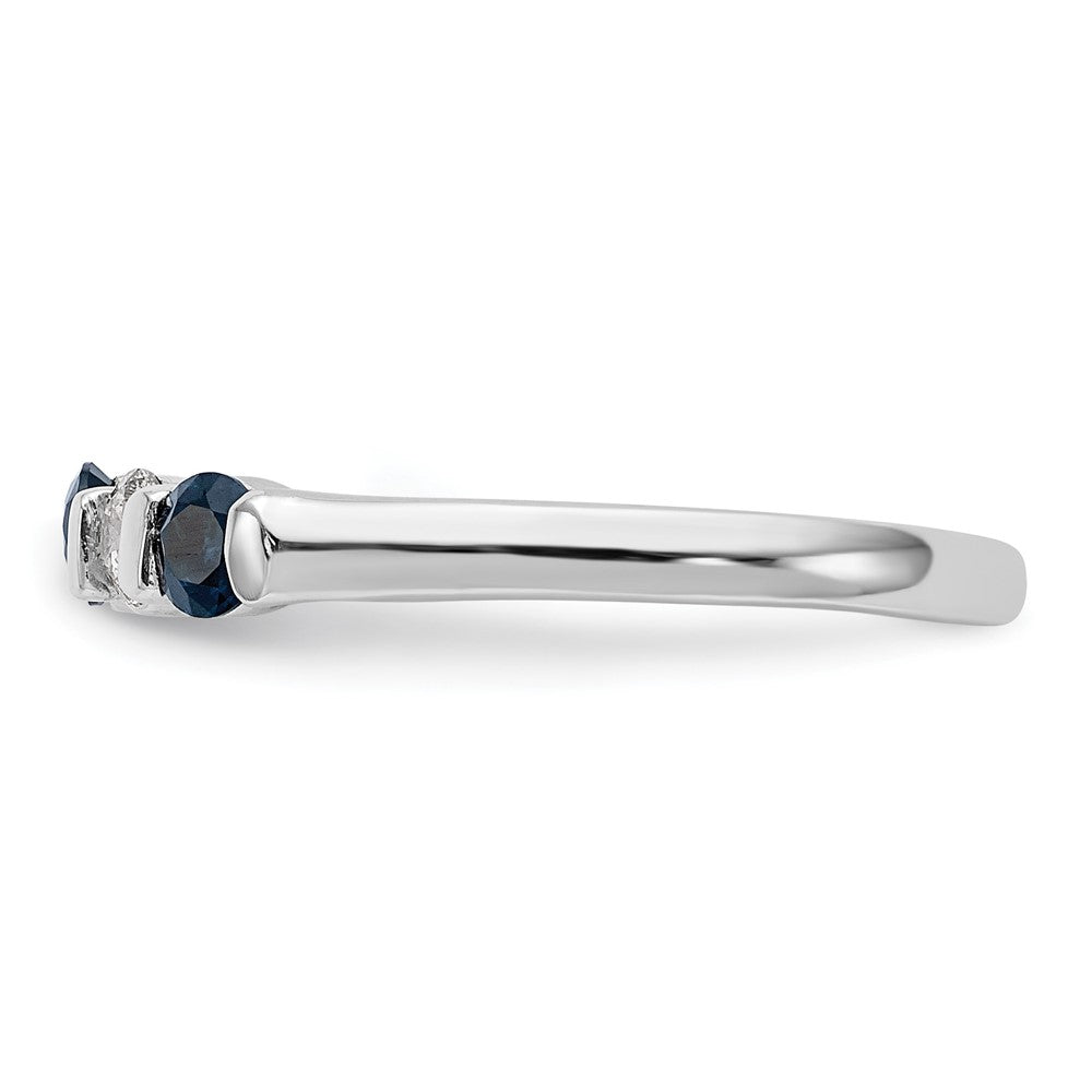 14k White Gold 1/5 carat Diamond and Blue Sapphire Complete Band
