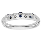 14k White Gold 1/5 carat Diamond and Blue Sapphire Complete Band