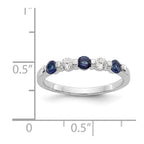 14k White Gold 1/5 carat Diamond and Blue Sapphire Complete Band