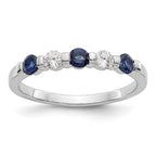 14k White Gold 1/5 carat Diamond and Blue Sapphire Complete Band