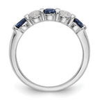 14k White Gold 1/3 carat Diamond and Blue Sapphire Complete Band
