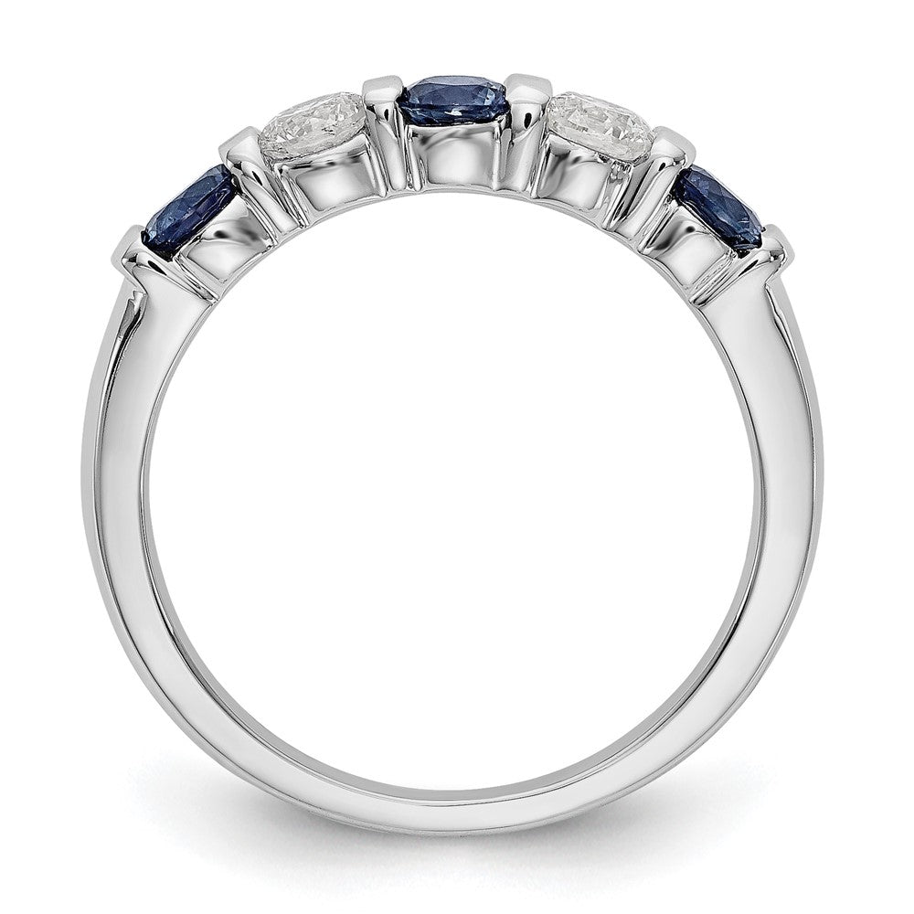 14k White Gold 1/3 carat Diamond and Blue Sapphire Complete Band