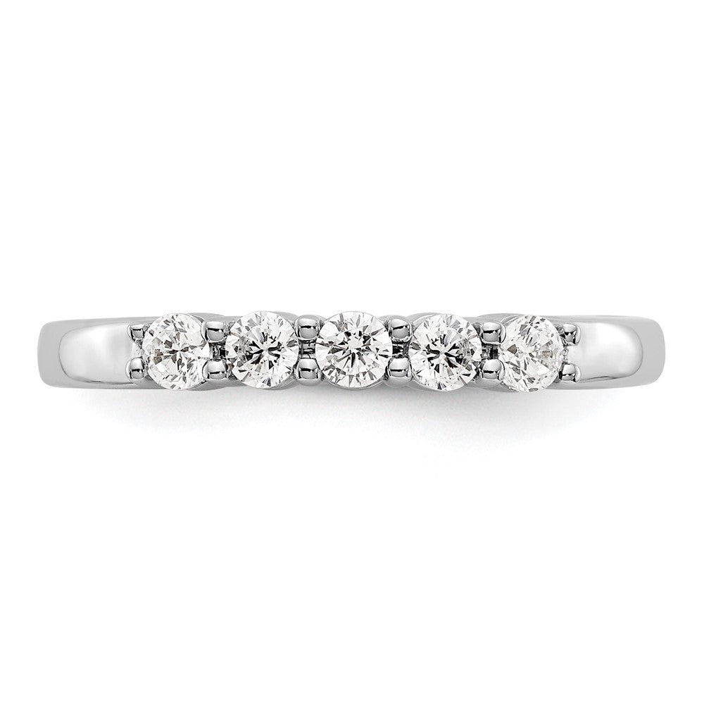 14K White Gold 5-Stone Shared Prong 1/3 carat Complete Round Diamond Band