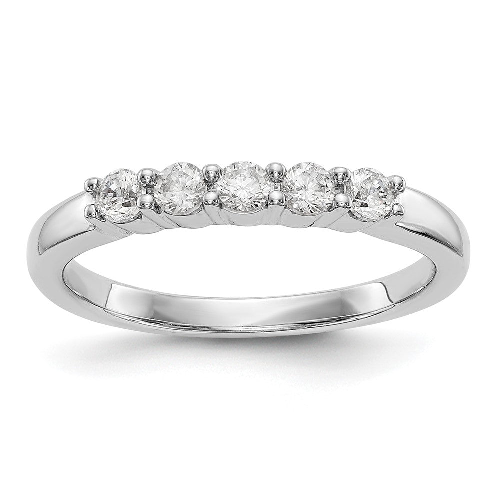 14K White Gold 5-Stone Shared Prong 1/3 carat Complete Round Diamond Band