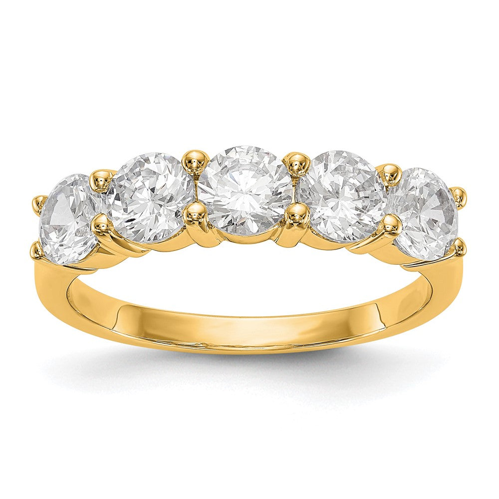True Origin 14K Yellow Gold 1 7/8 carat Lab Grown Diamond VS+ F+ Complete Round Five Stone Ring