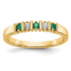 14k Yellow Gold 1/15 carat Diamond and Emerald Complete Band