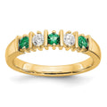 14k Yellow Gold 1/5 carat Diamond and Emerald Complete Band