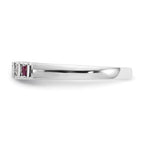 14k White Gold 1/15 carat Diamond and Ruby Complete Band