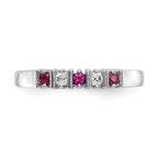 14k White Gold 1/15 carat Diamond and Ruby Complete Band