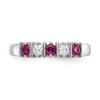 14k White Gold 1/5 carat Diamond and Ruby Complete Band
