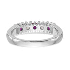 14k White Gold 1/5 carat Diamond and Ruby Complete Band