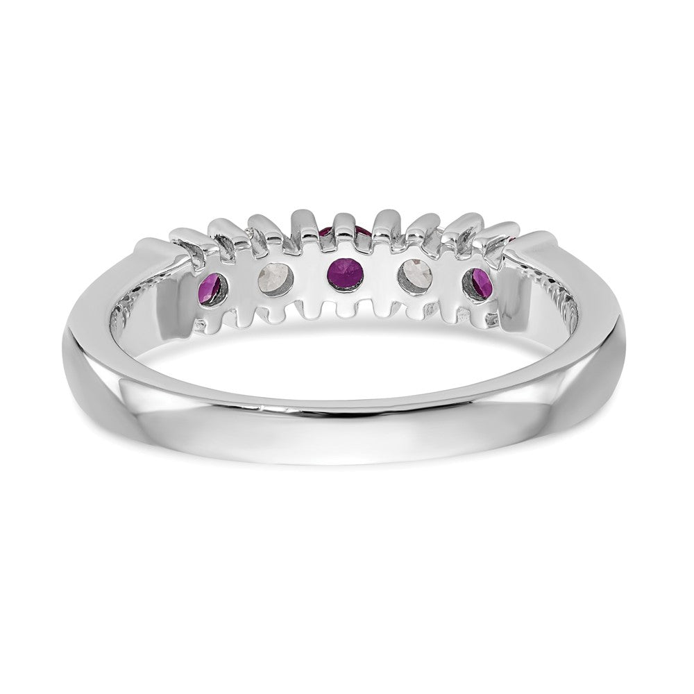 14k White Gold 1/5 carat Diamond and Ruby Complete Band