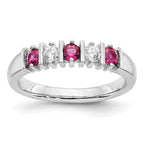 14k White Gold 1/5 carat Diamond and Ruby Complete Band