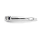 14k White Gold 1/15 carat Diamond and Blue Sapphire Complete Band