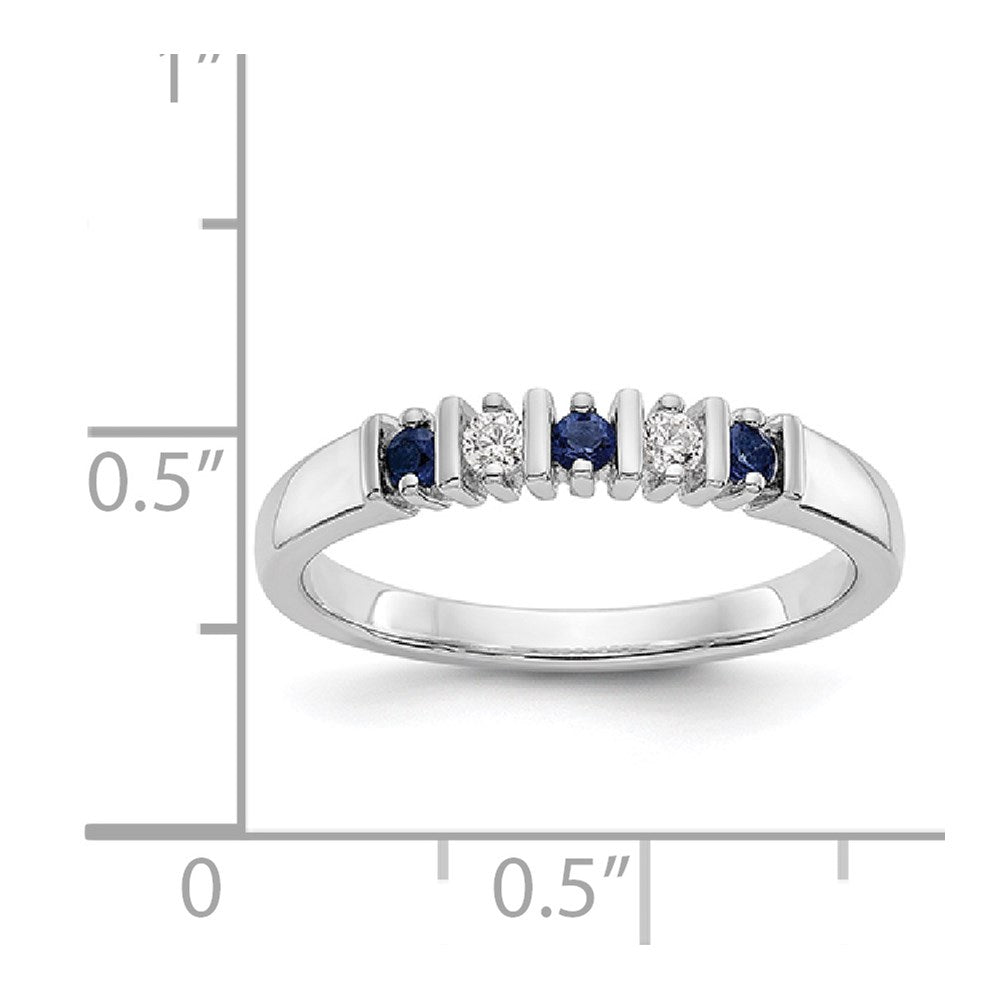 14k White Gold 1/15 carat Diamond and Blue Sapphire Complete Band