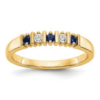 14k Yellow Gold 1/15 carat Diamond and Blue Sapphire Complete Band