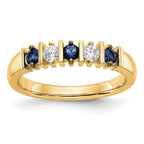 14k Yellow Gold 1/5 carat Diamond and Blue Sapphire Complete Band