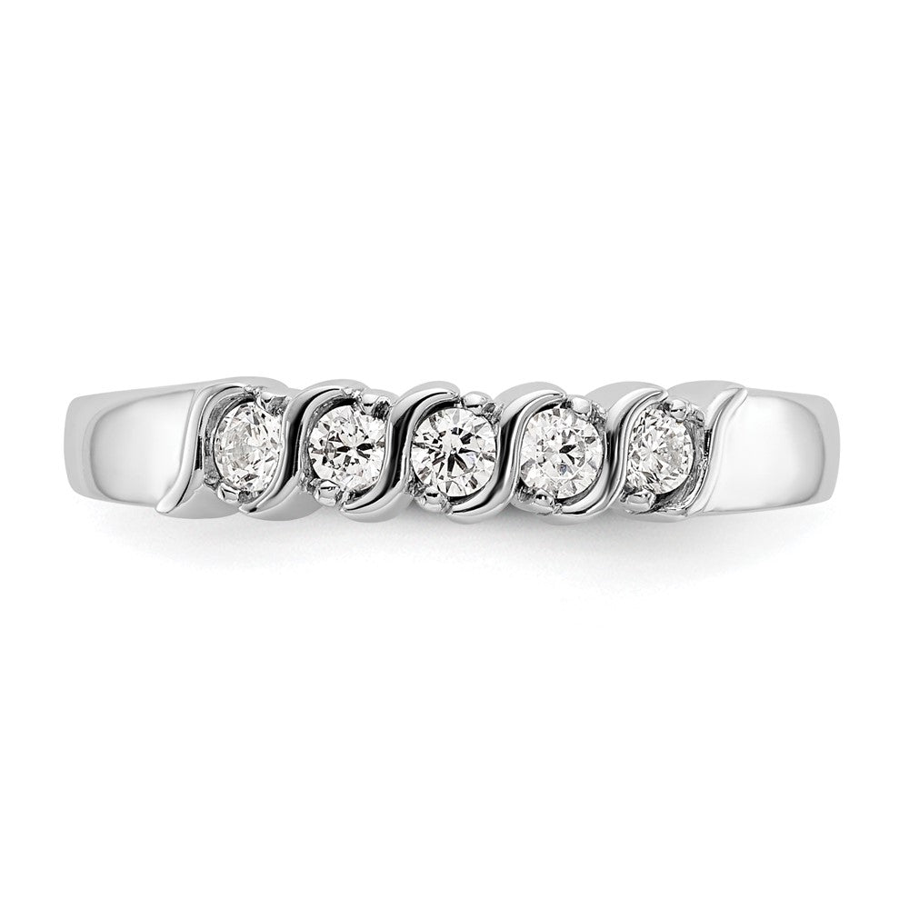 14K White Gold 5-Stone Prong-set 1/4 carat Complete Round Diamond Band