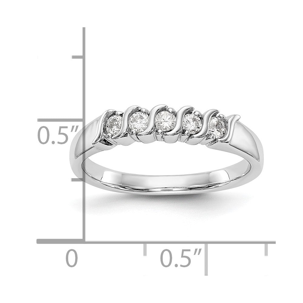 14K White Gold 5-Stone Prong-set 1/4 carat Complete Round Diamond Band