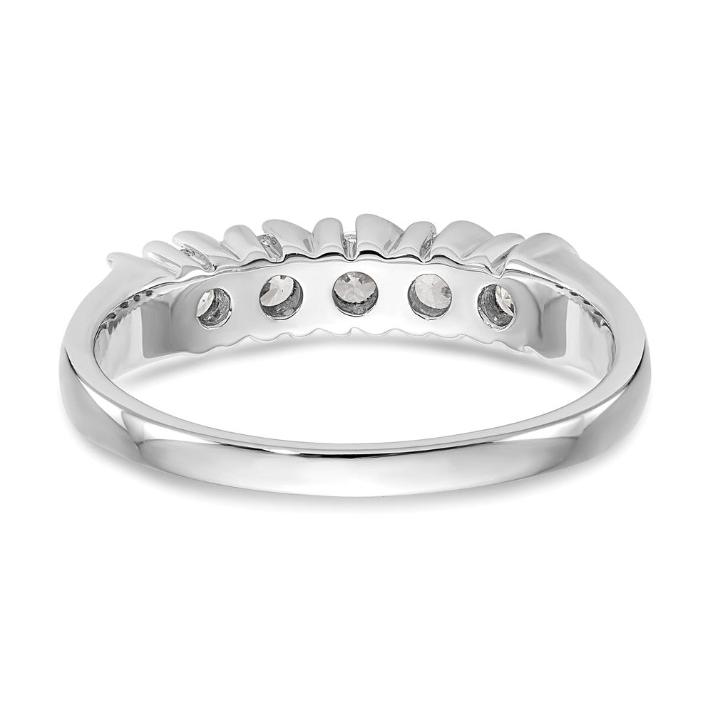 14K White Gold 5-Stone Prong-set 1/2 carat Complete Round Diamond Band
