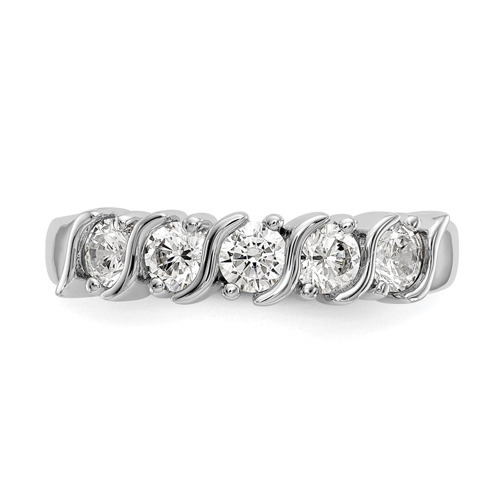 14K White Gold 5-Stone Prong-set 3/4 carat Complete Round Diamond Band