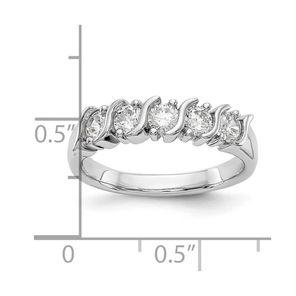 14K White Gold 5-Stone Prong-set 3/4 carat Complete Round Diamond Band