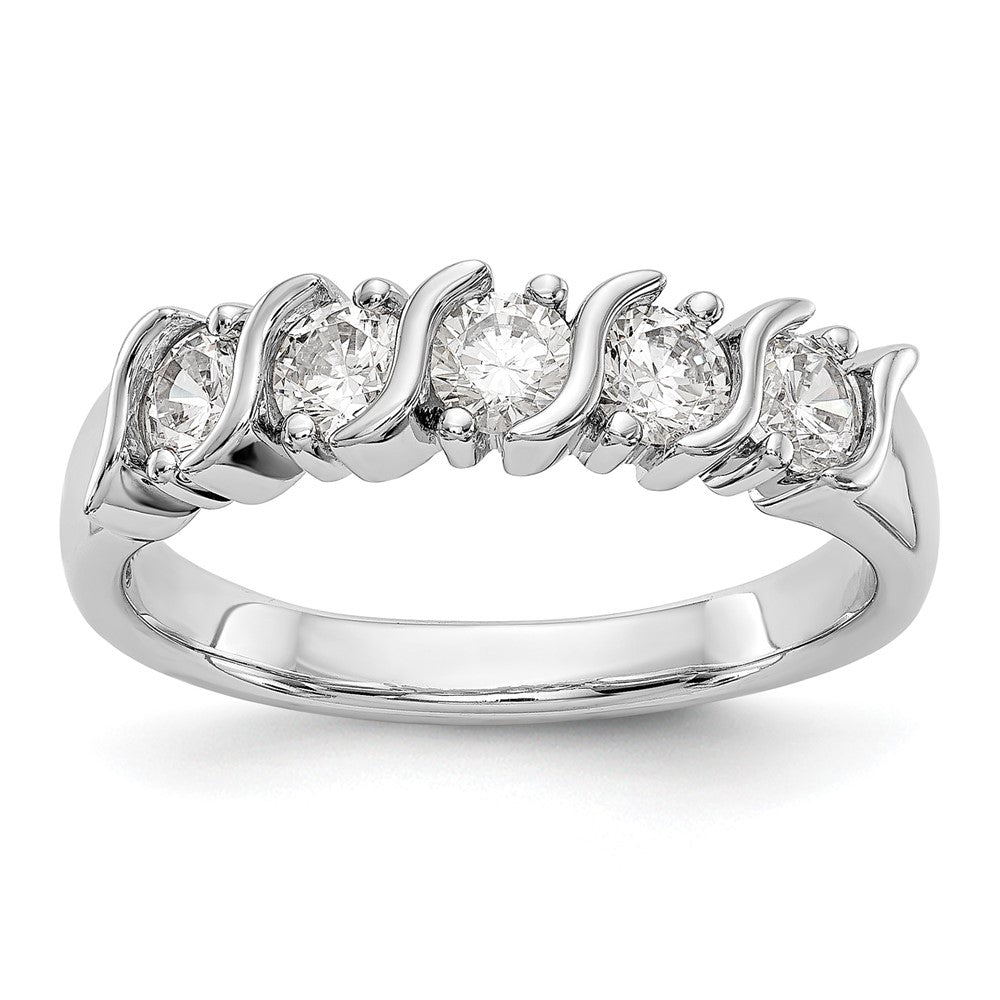 14K White Gold 5-Stone Prong-set 3/4 carat Complete Round Diamond Band