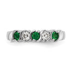 14k White Gold 1/5 carat Diamond and Emerald Complete Band