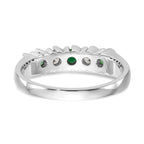 14k White Gold 1/5 carat Diamond and Emerald Complete Band