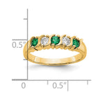 14k Yellow Gold 1/5 carat Diamond and Emerald Complete Band