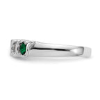 14k White Gold 1/3 carat Diamond and Emerald Complete Band