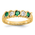 14k Yellow Gold 1/3 carat Diamond and Emerald Complete Band