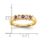 14k Yellow Gold 1/10 carat Diamond and Ruby Complete Band