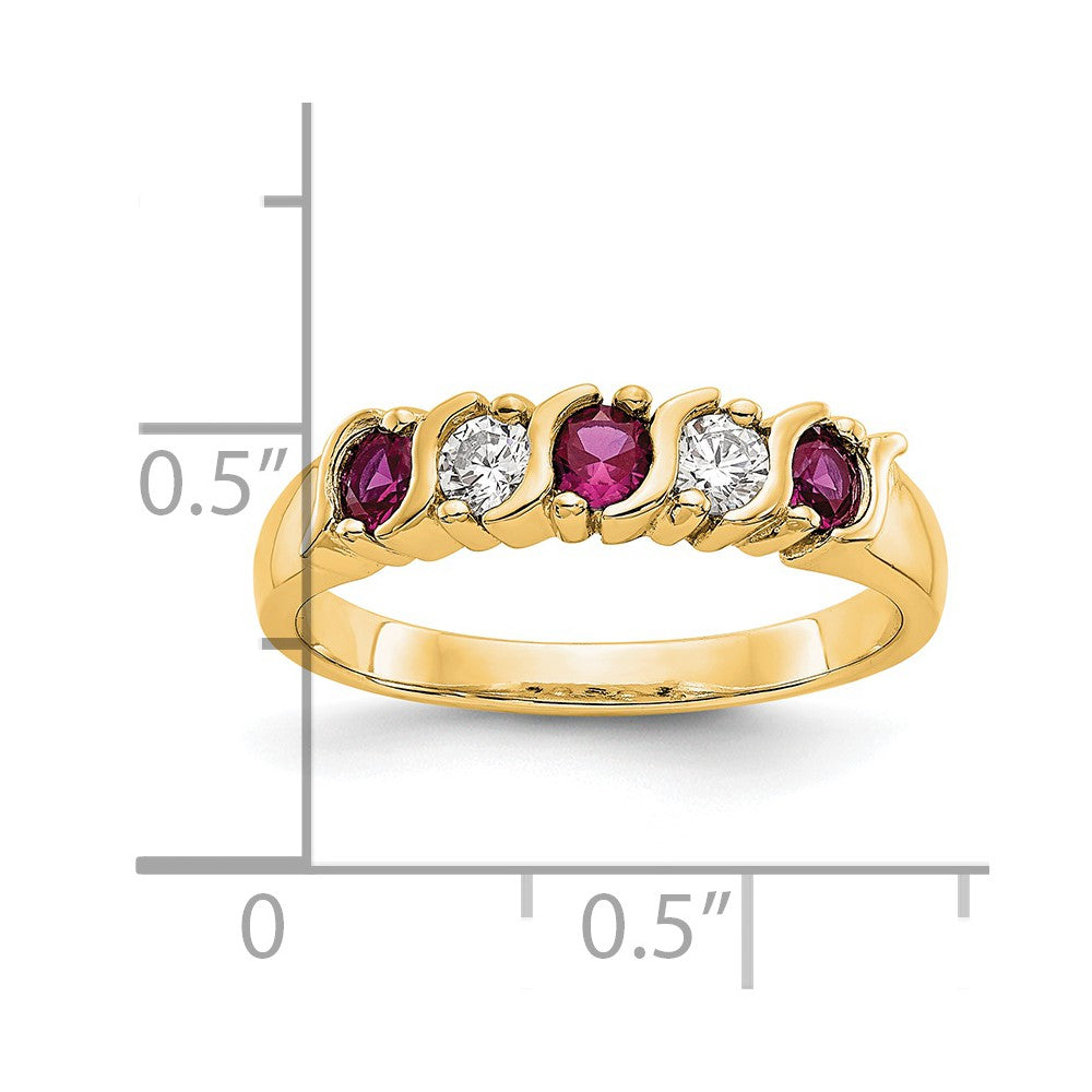 14k Yellow Gold 1/5 carat Diamond and Ruby Complete Band