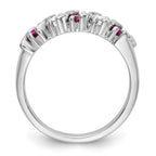 14k White Gold 1/3 carat Diamond and Ruby Complete Band