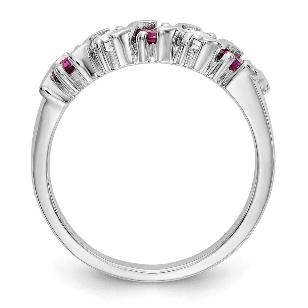 14k White Gold 1/3 carat Diamond and Ruby Complete Band