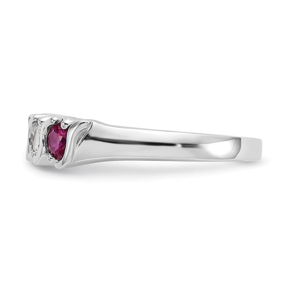 14k White Gold 1/3 carat Diamond and Ruby Complete Band