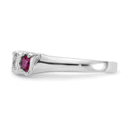 14k White Gold 1/3 carat Diamond and Ruby Complete Band