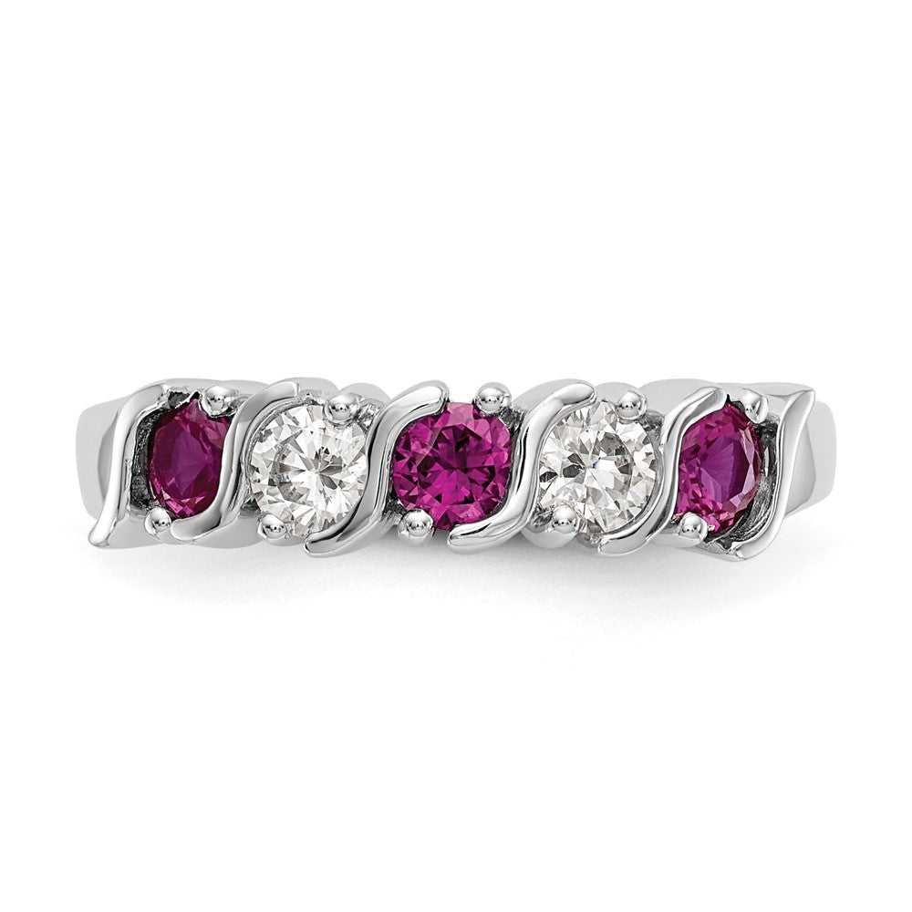 14k White Gold 1/3 carat Diamond and Ruby Complete Band